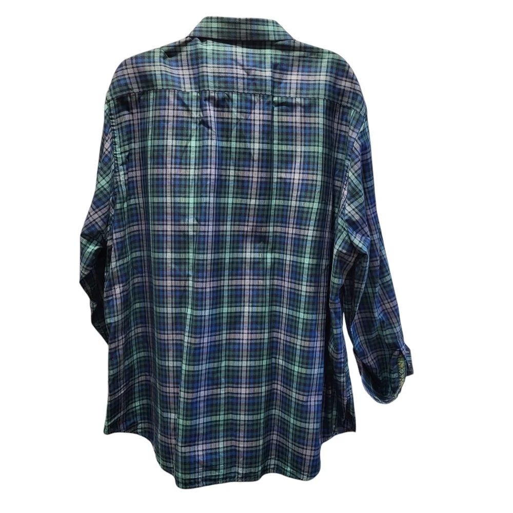 Robert Graham Blue & Green Plaid Long Sleeve Button-up shirt, 3XL - Picture 2 of 6